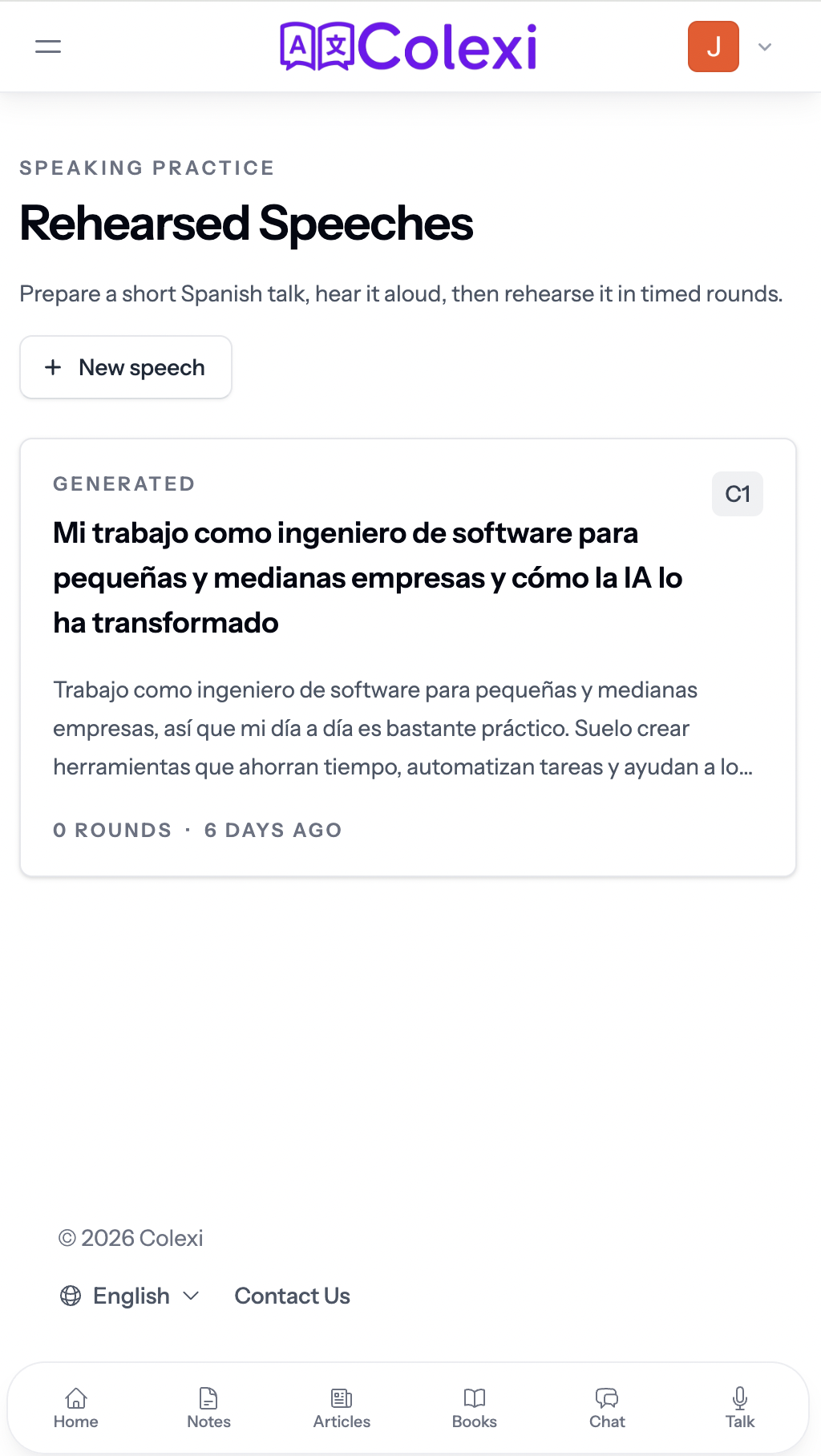 Colexi rehearsed speeches mobile screenshot